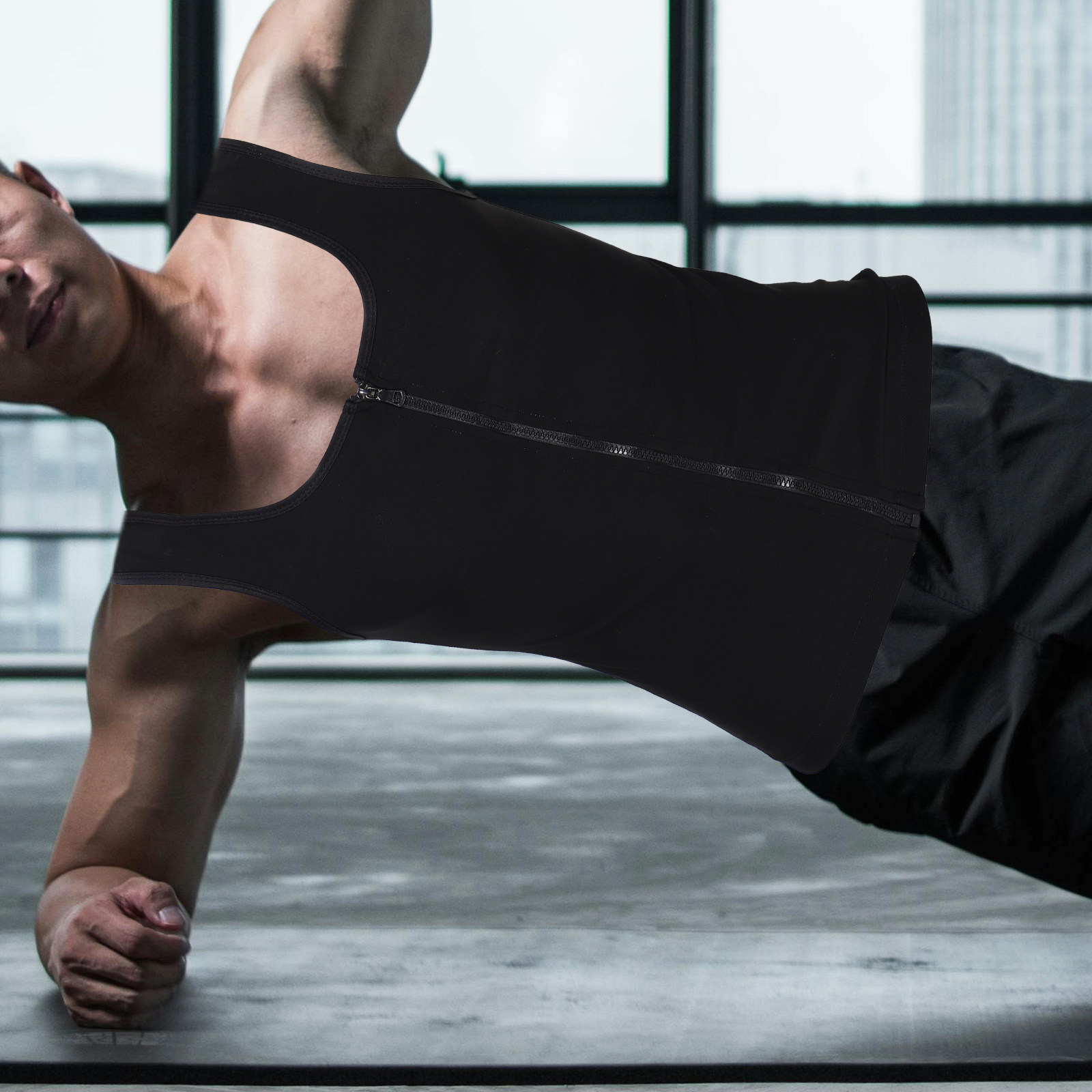 Yoga Fitness Workout - Men's Sleeveless Compression Vest Zipper Design