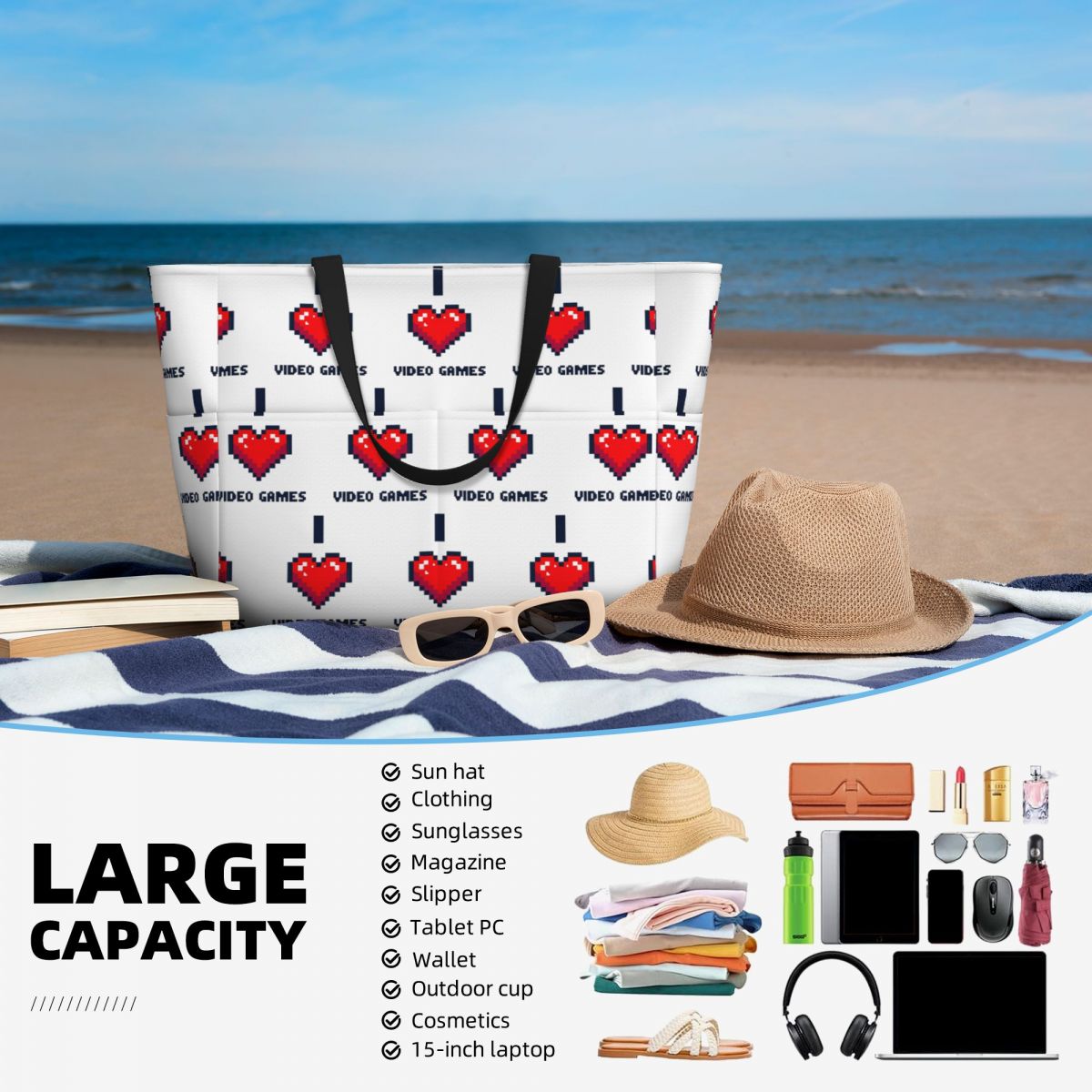 I Heart Video Games Beach Tote - огляд і ціна Yoga Fitness Videos Free